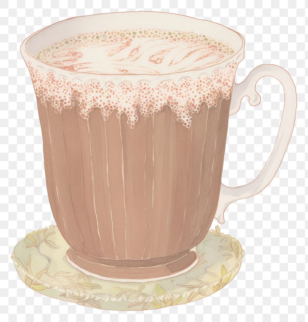PNG Illustration the 1970s of hot chocolate saucer coffee drink.