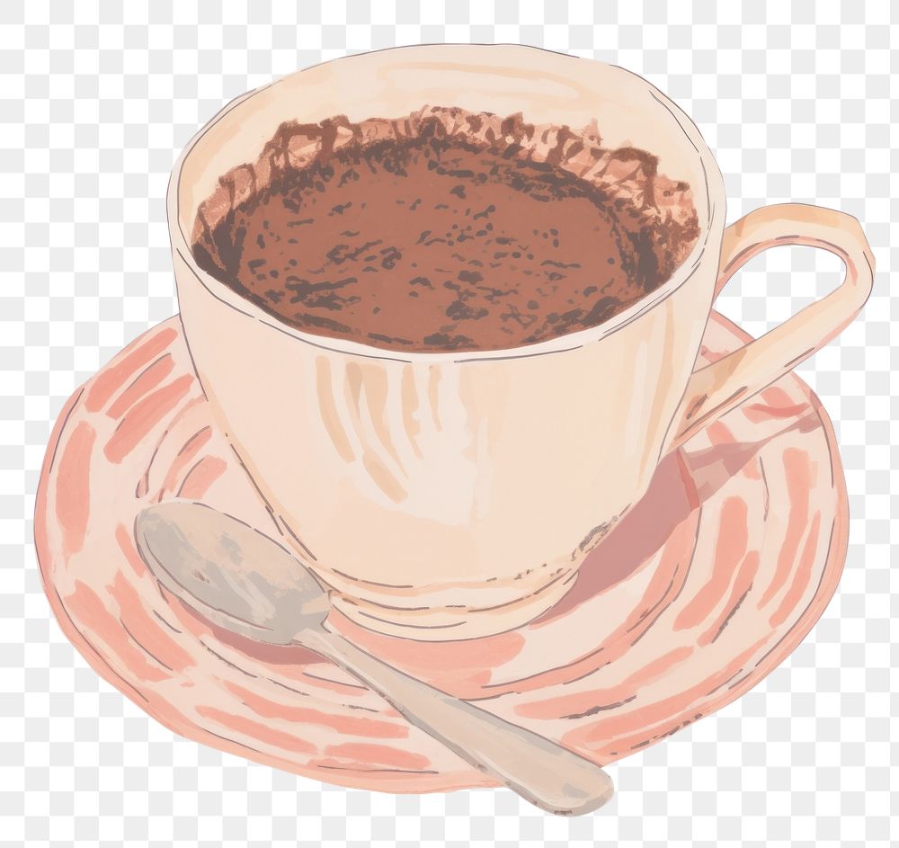 PNG Illustration the 1970s of hot chocolate dessert saucer coffee.