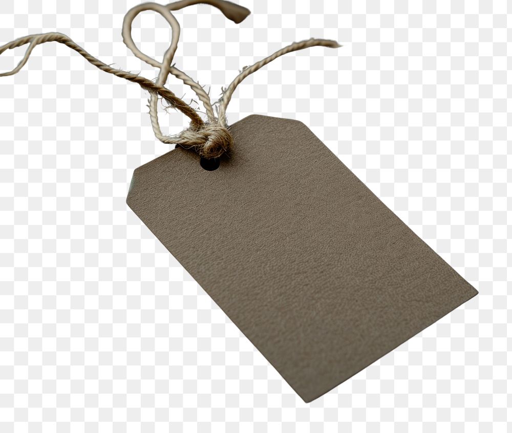 PNG Label tag mockup crumpled textured hanging.