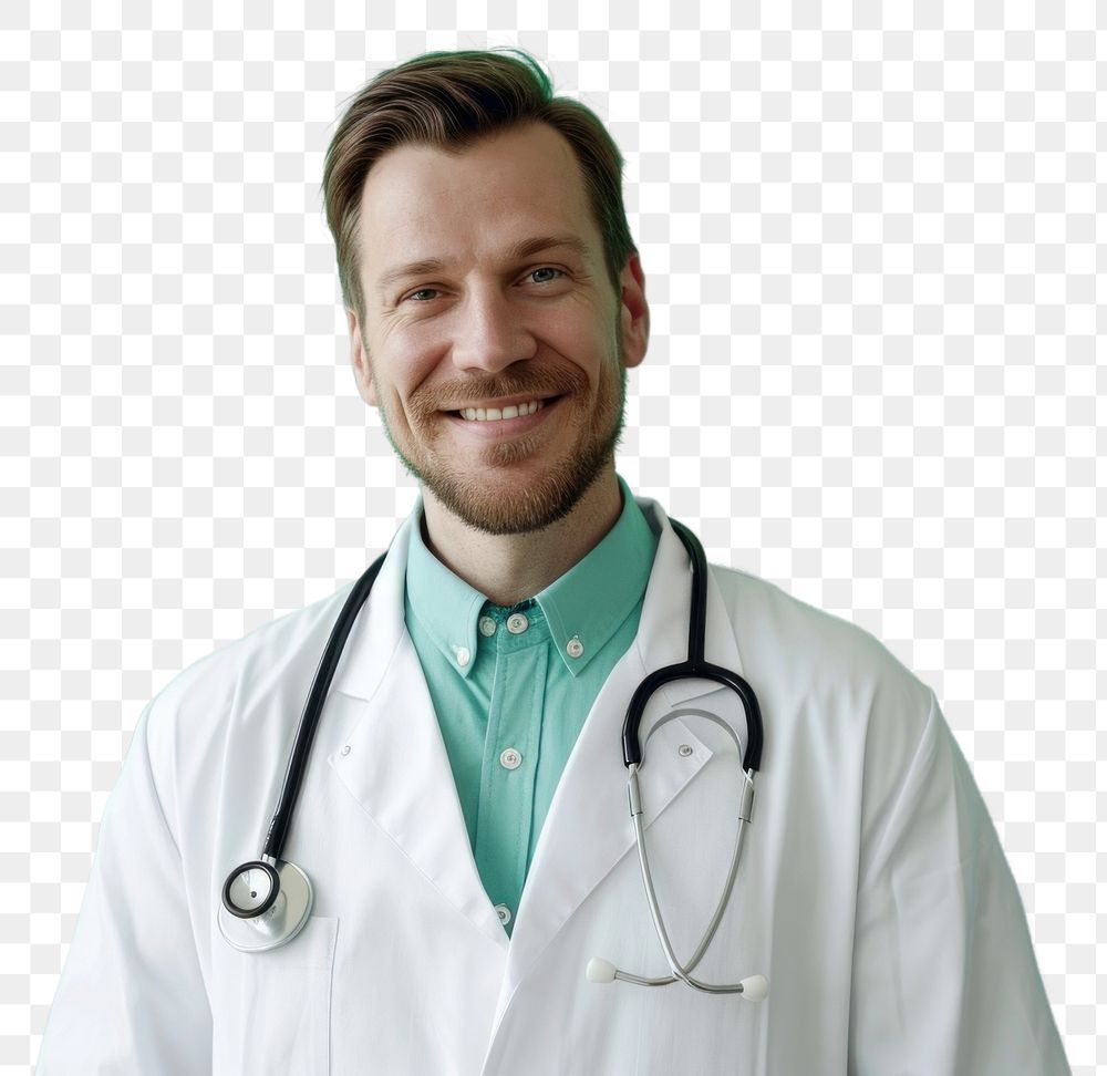 PNG Caucasian man doctor smiling adult stethoscope physician.