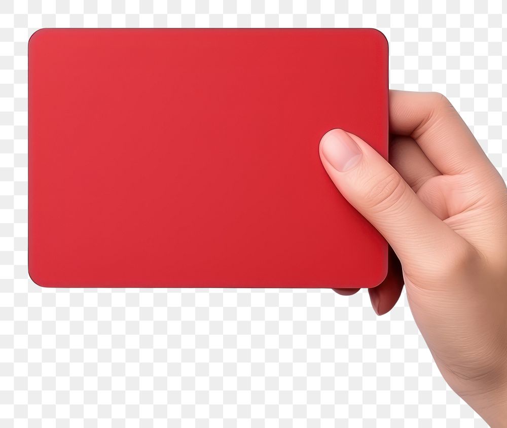 PNG Hand holding red card hand mat white background