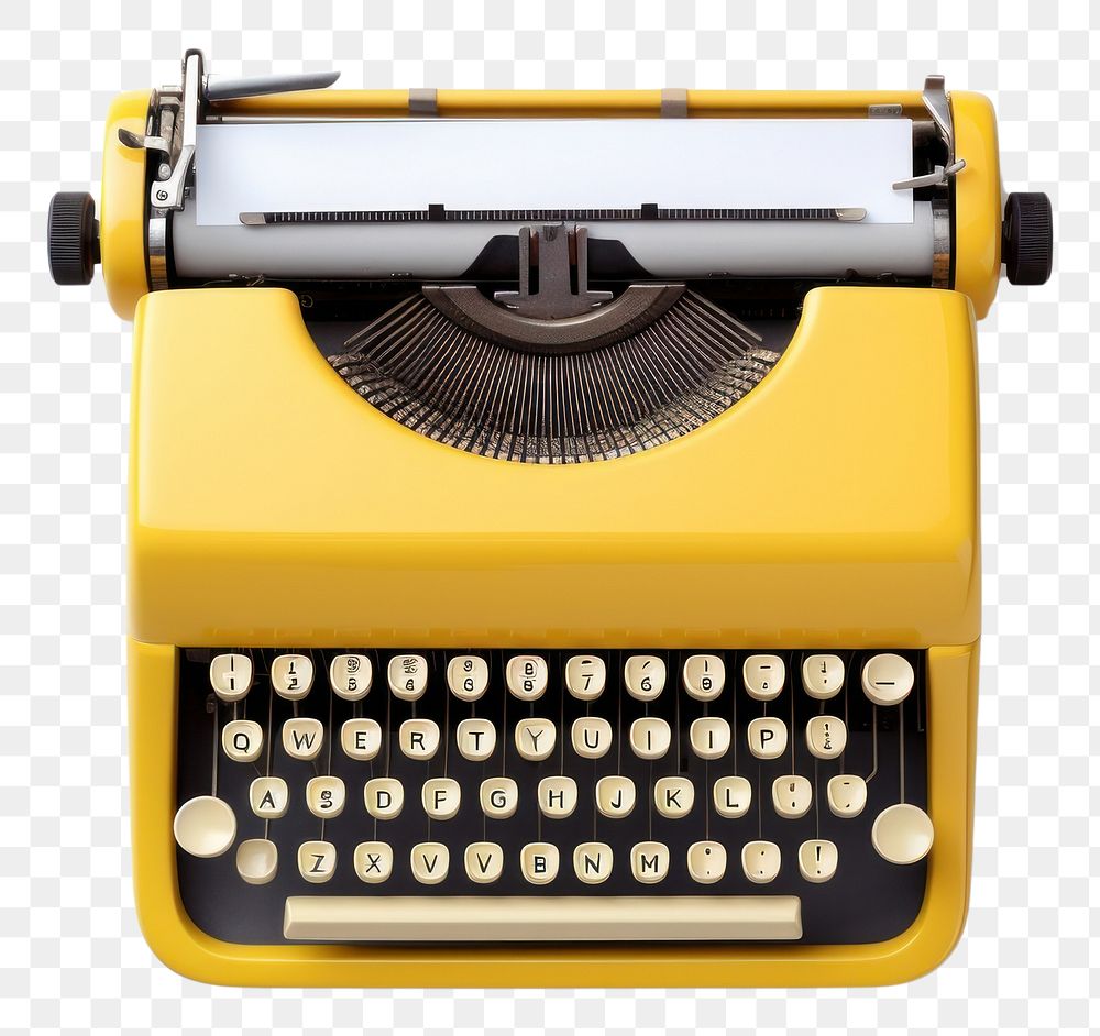PNG Old yellow paster typewriter correspondence electronics technology. AI generated Image by rawpixel.