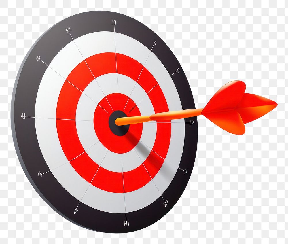 PNG Arrow hitting in the target center of dartboard darts white background recreation.