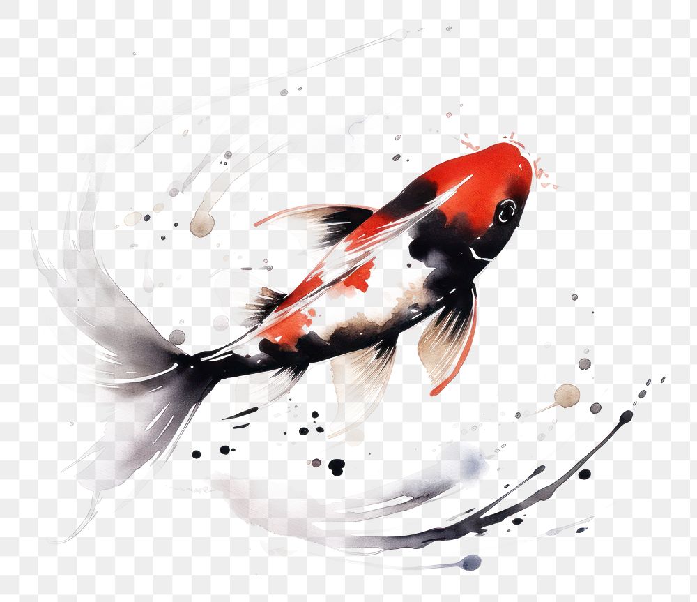 PNG Koi fish animal white background splattered. AI generated Image by rawpixel.