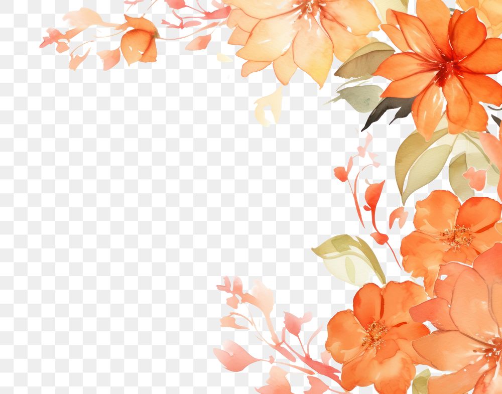 PNG Orange flower painting pattern plant.