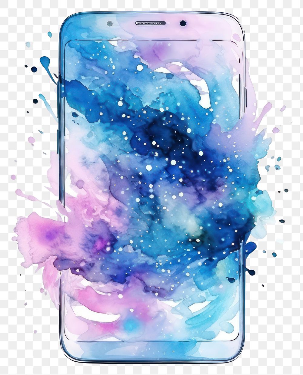 PNG Mobilephone in Watercolor style white background portability electronics.