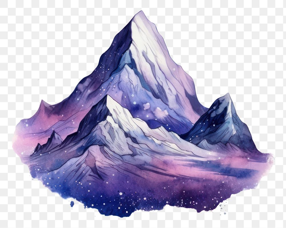 PNG  Mountain in Watercolor style nature purple stratovolcano.