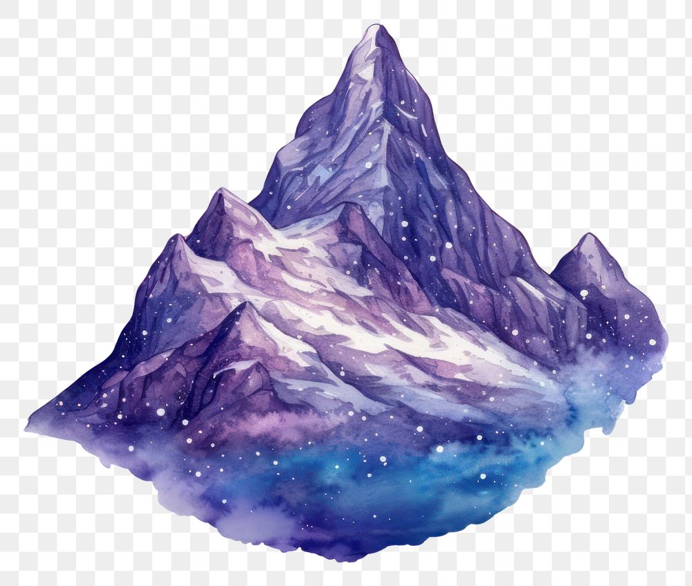 PNG  Mountain in Watercolor style nature galaxy star.