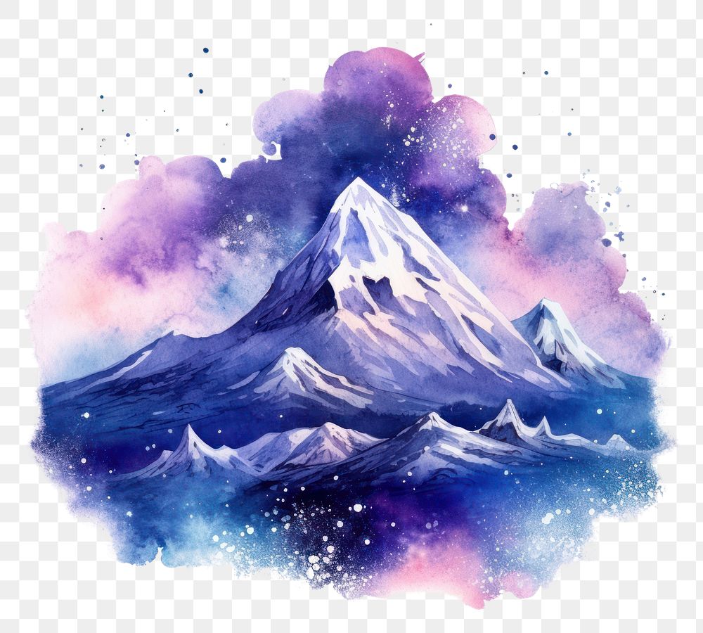 PNG  Mountain in Watercolor style outdoors nature stratovolcano.
