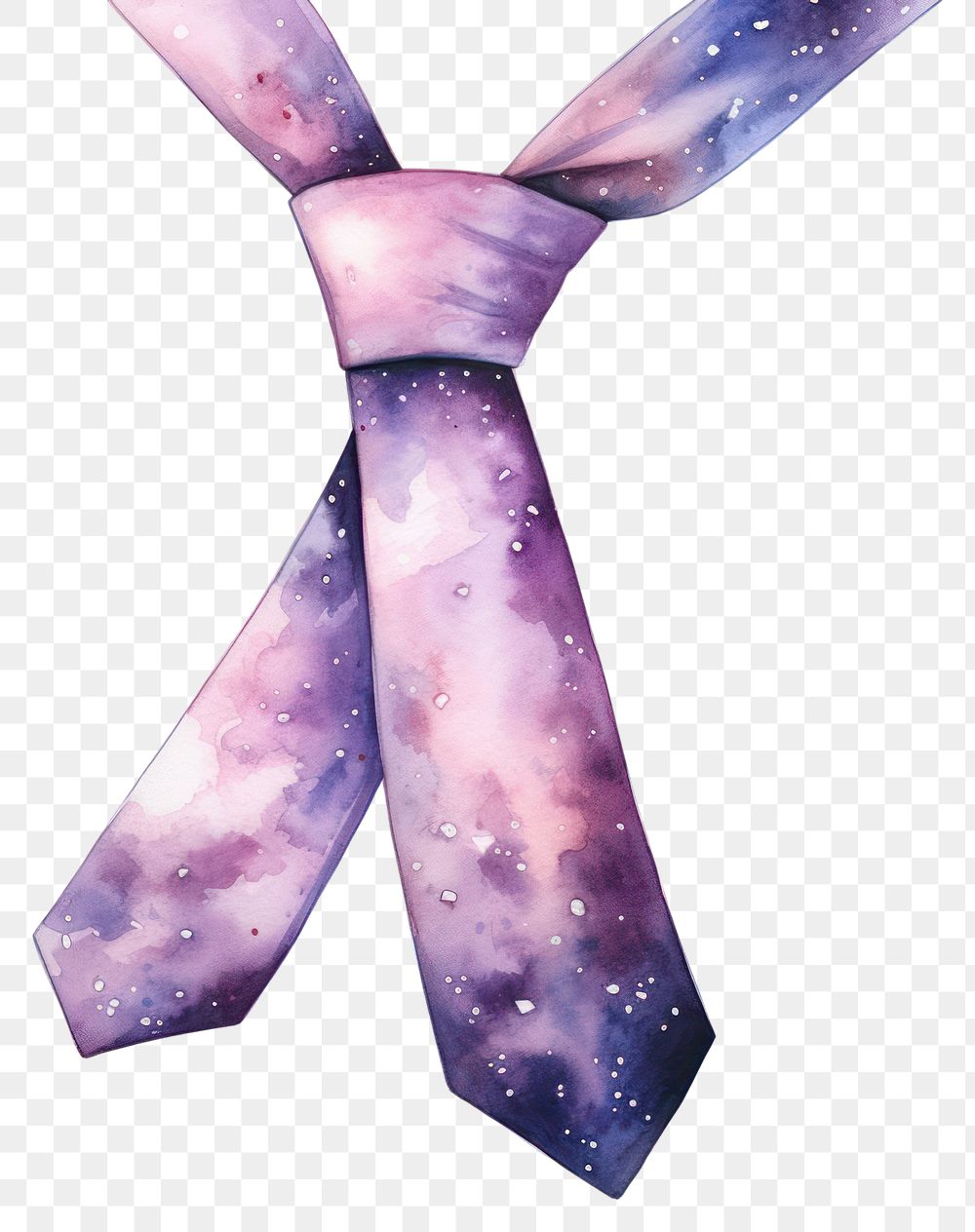 PNG Necktie in Watercolor style galaxy star white background.