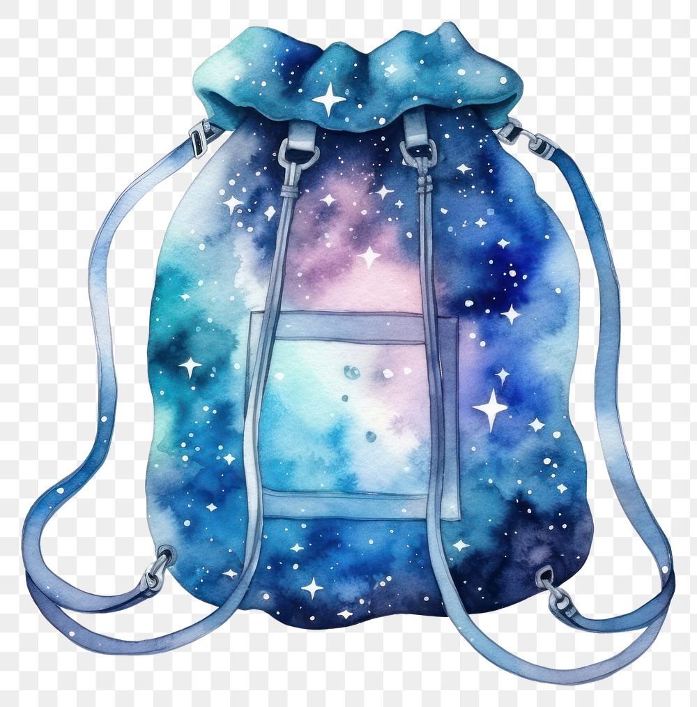 PNG Bag in Watercolor style handbag galaxy star.