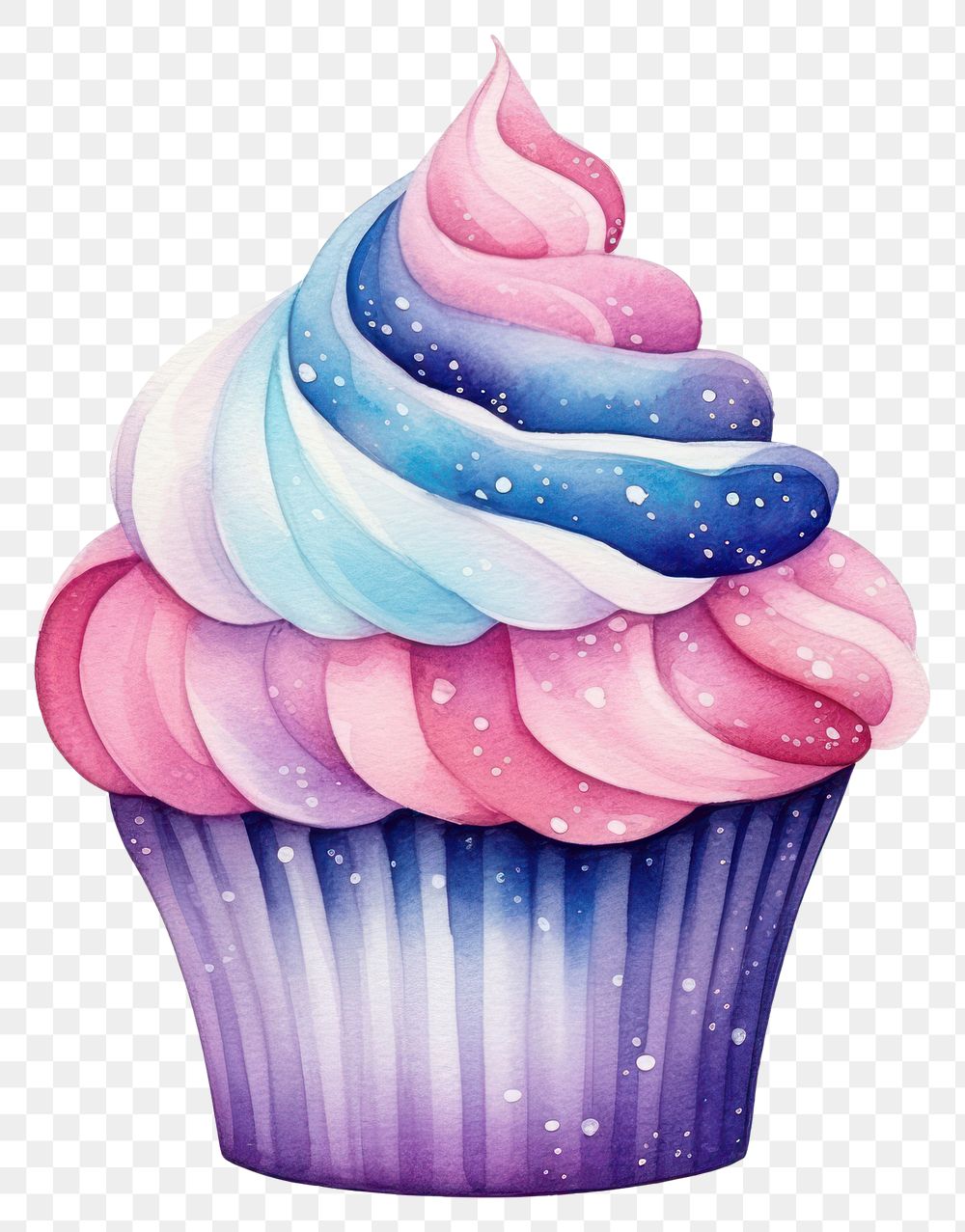 PNG  Cupcake in Watercolor style dessert cream food.