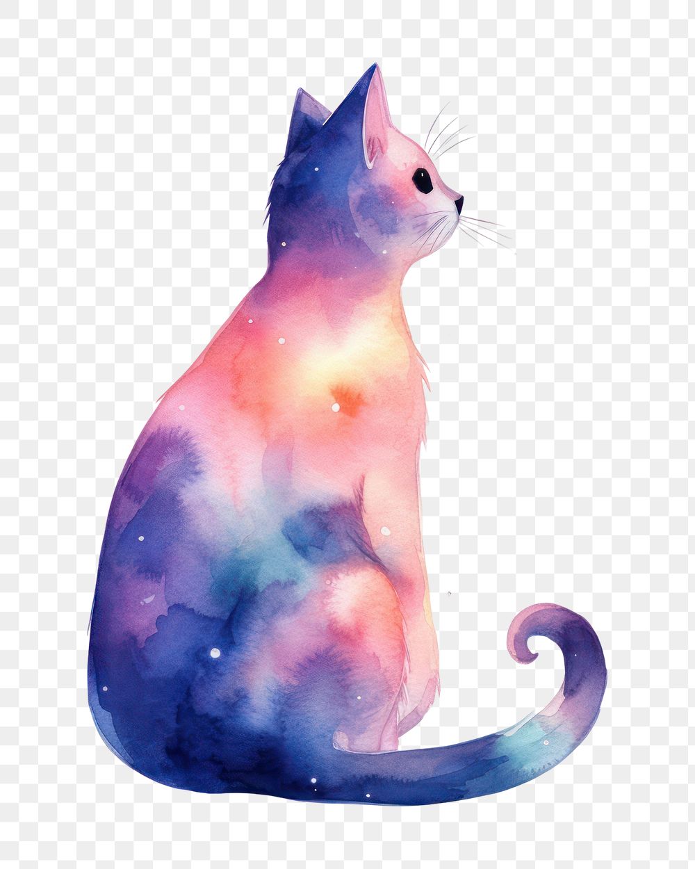 PNG  Galaxy element of cat in Watercolor animal mammal pet.