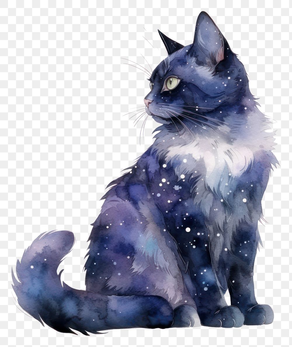 PNG  Galaxy element of cat in Watercolor animal mammal pet