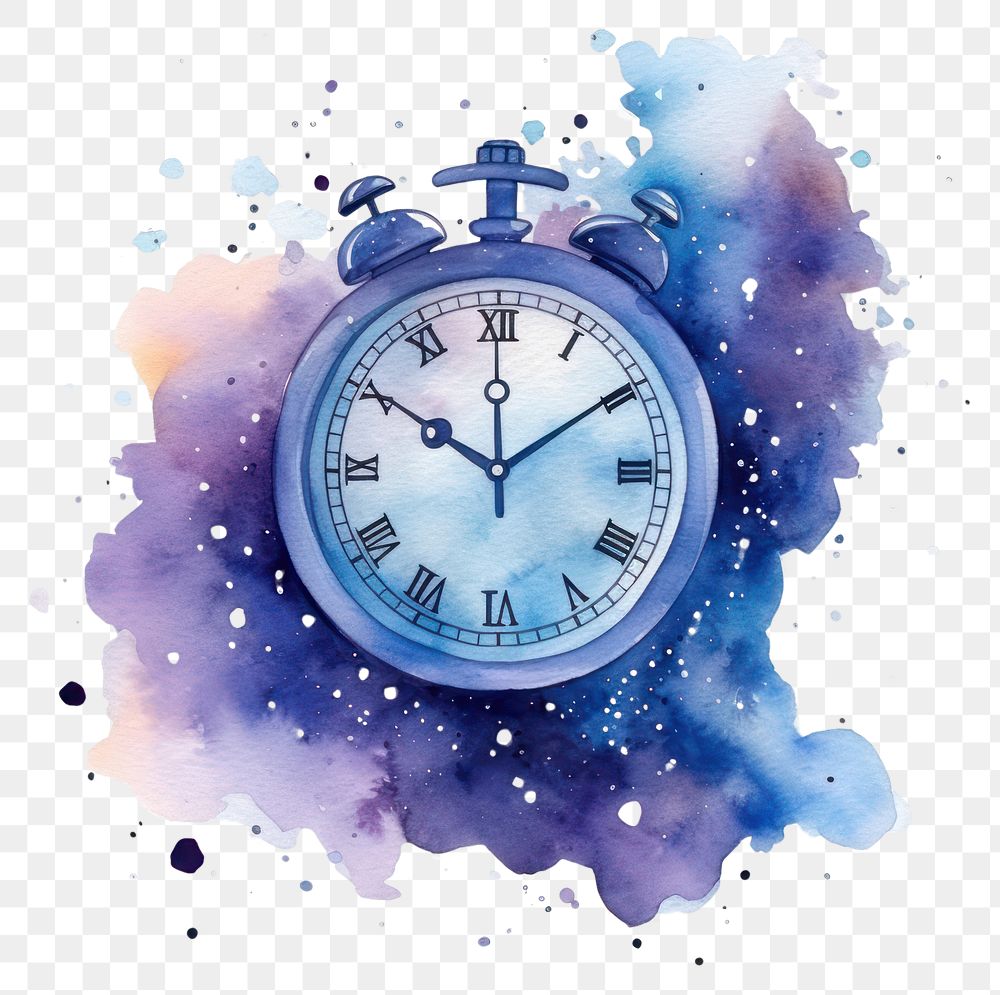 PNG Clock in Watercolor style white background accuracy deadline.