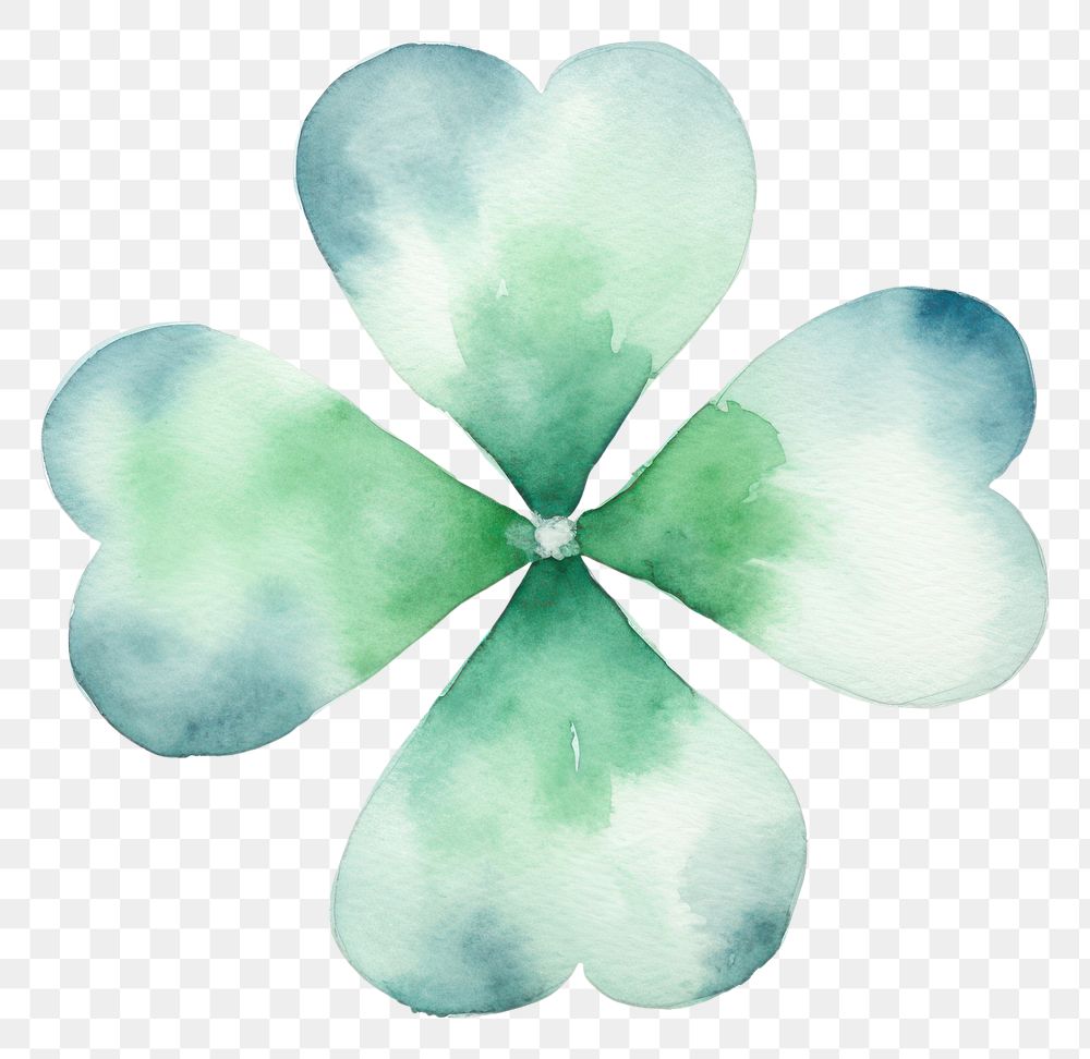 PNG  Cloverleaf in Watercolor style petal white background accessories.