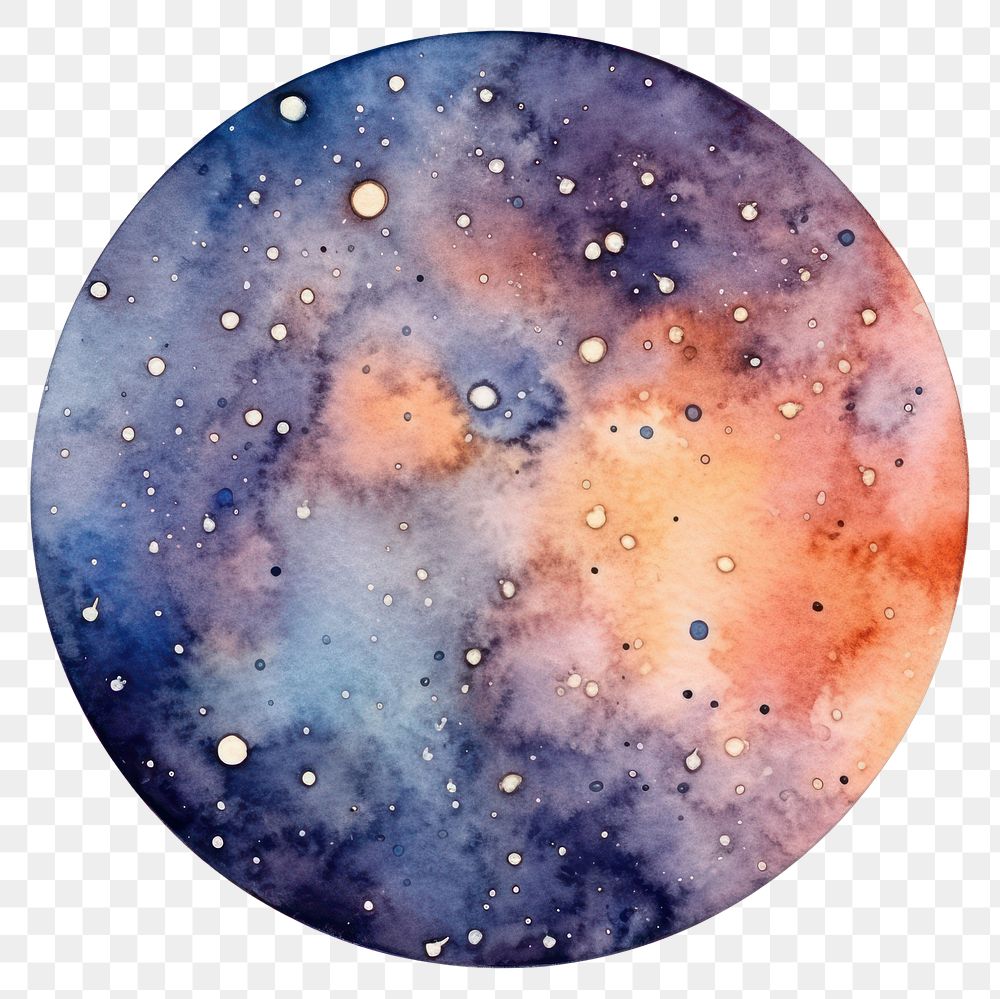 PNG  Coin in Watercolor style astronomy universe nebula.
