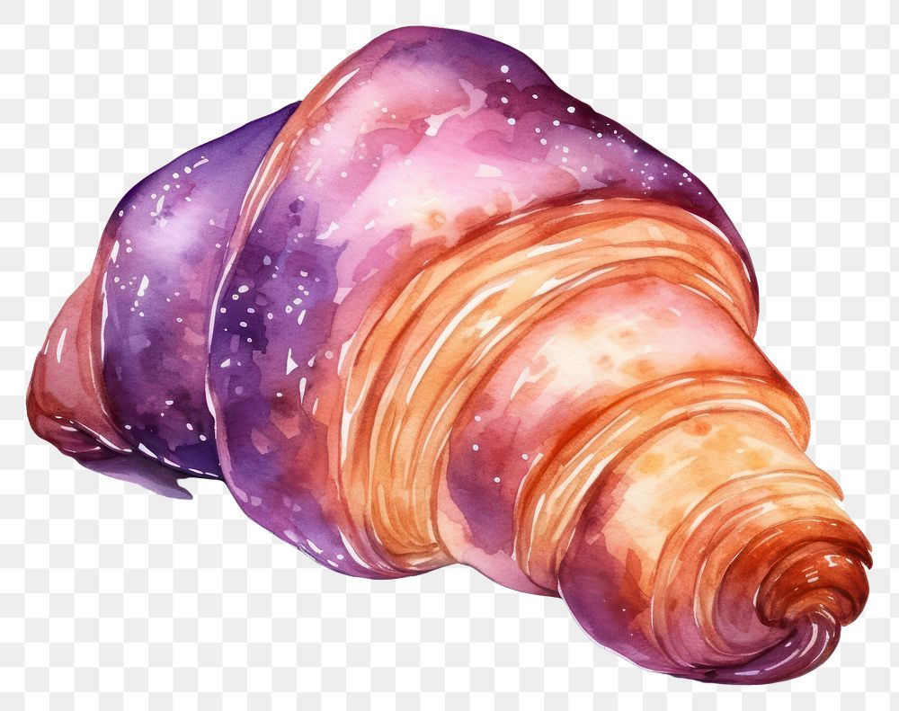 PNG  Croissant in Watercolor style food white background viennoiserie.
