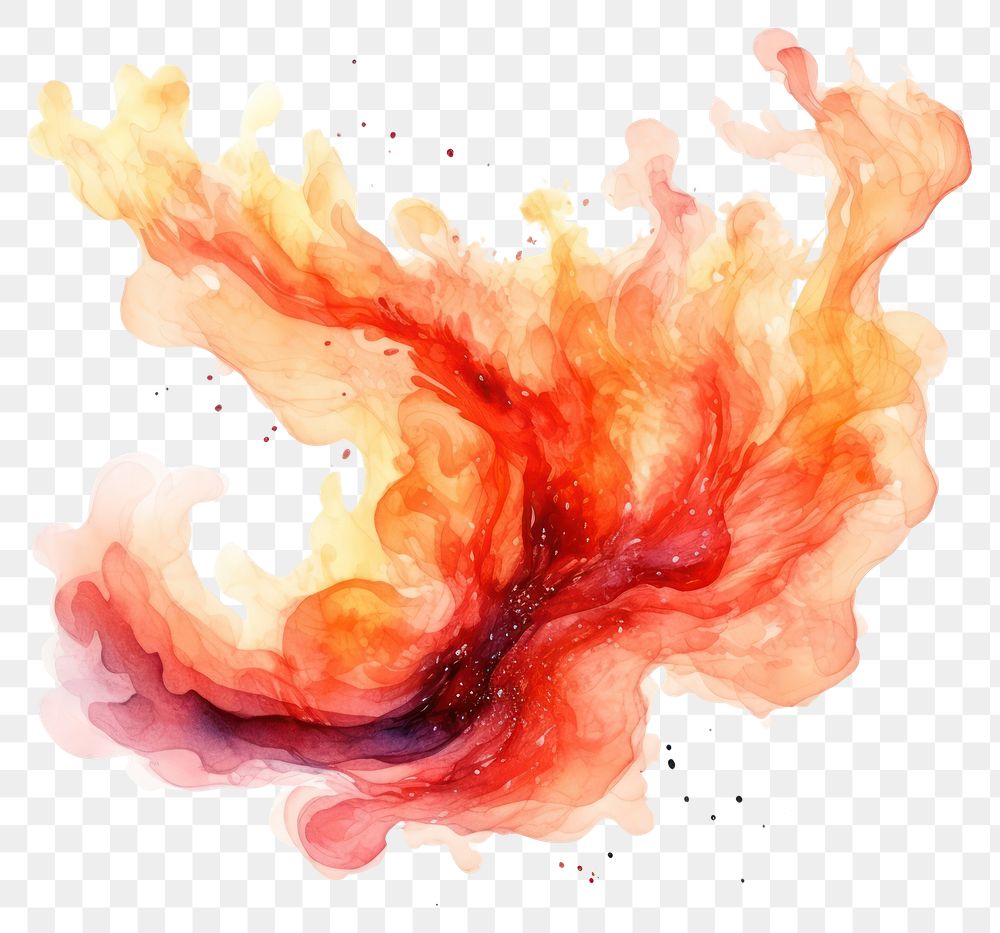 PNG Fire in Watercolor style backgrounds paint white background.