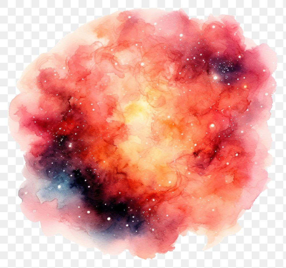 PNG Fire in Watercolor style galaxy star white background.