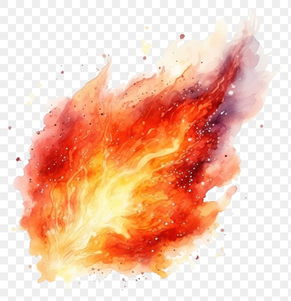 PNG Fire in Watercolor style backgrounds white background splattered.