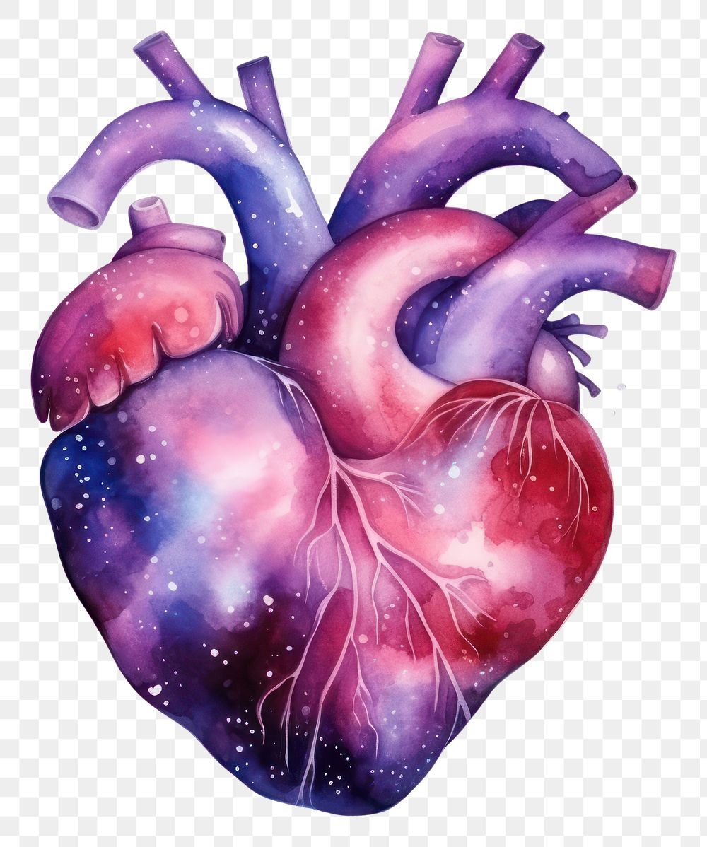 PNG  Galaxy element of human heart in Watercolor white background creativity science.