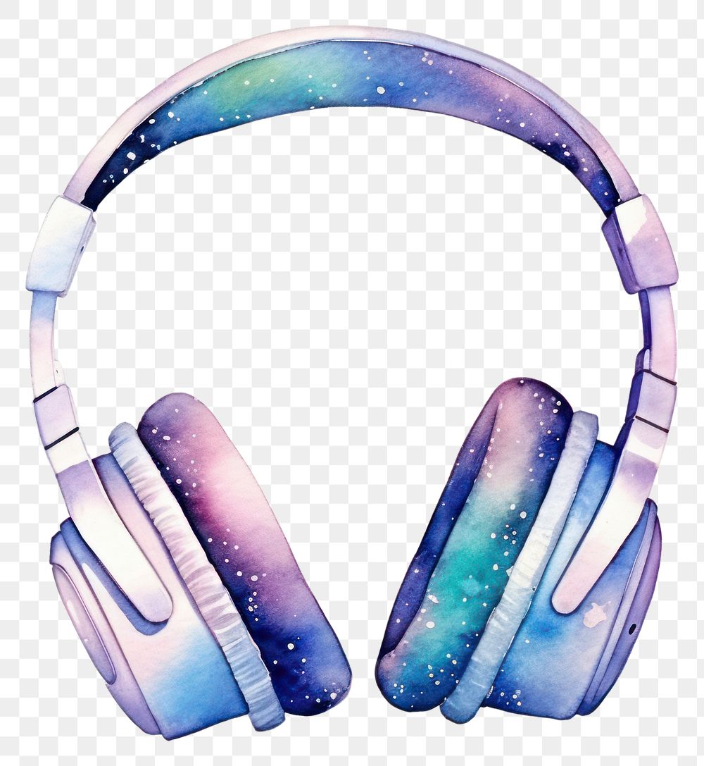 PNG Headphones in Watercolor style headphones headset white background.