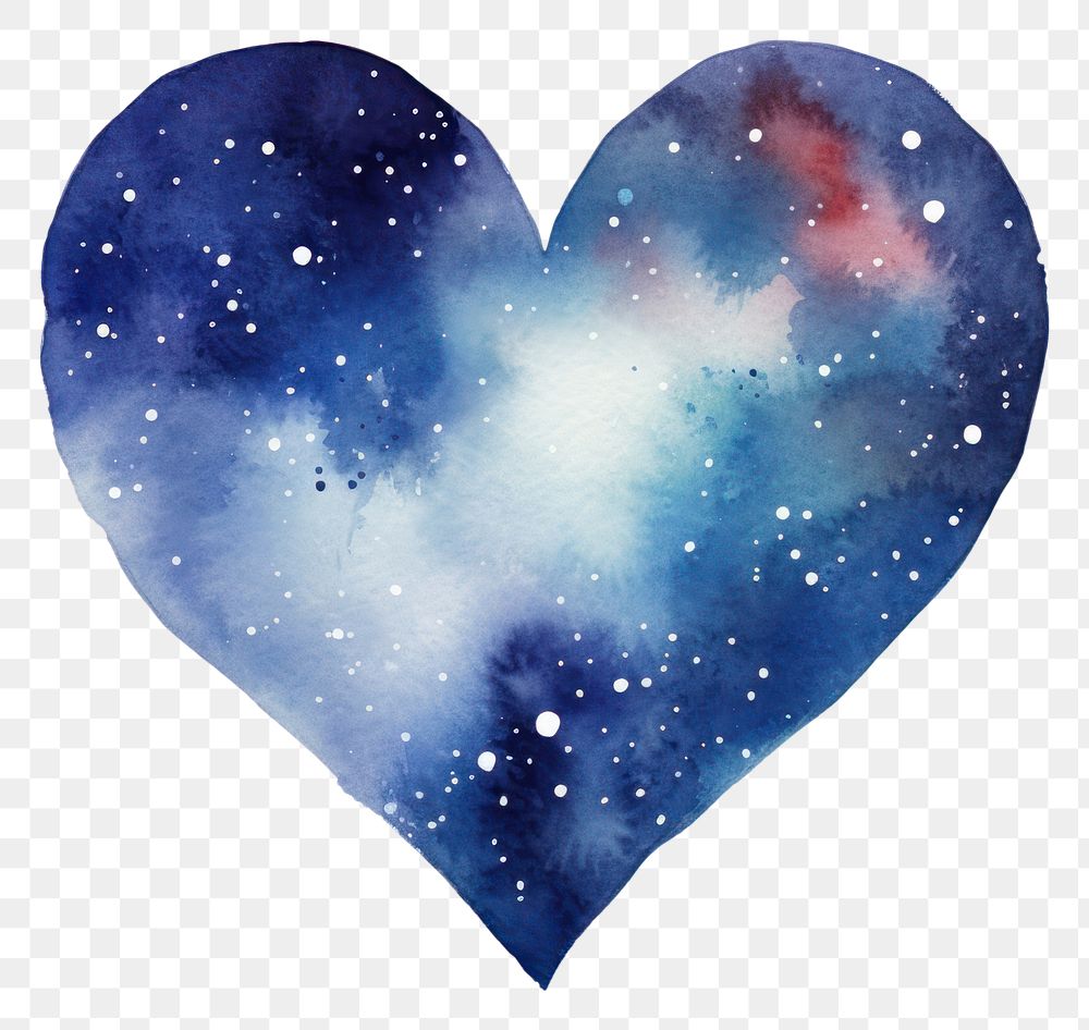 PNG  Galaxy element of heart in Watercolor galaxy star white background.