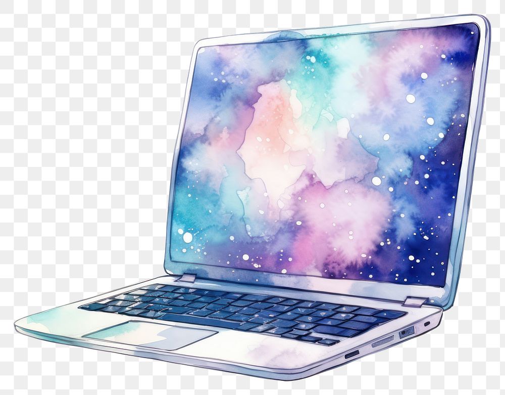 PNG Laptop in Watercolor style computer white background portability