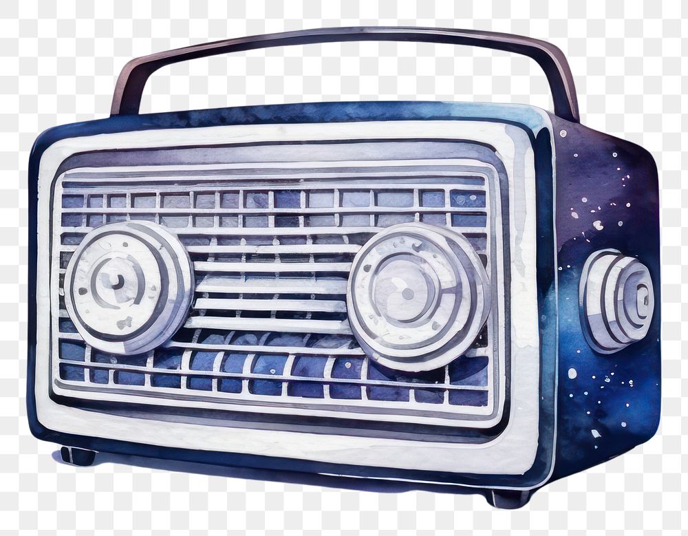 PNG Radio in Watercolor style vehicle car white background.