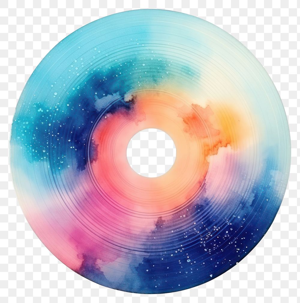 PNG Record disk in Watercolor white background technology dishware.