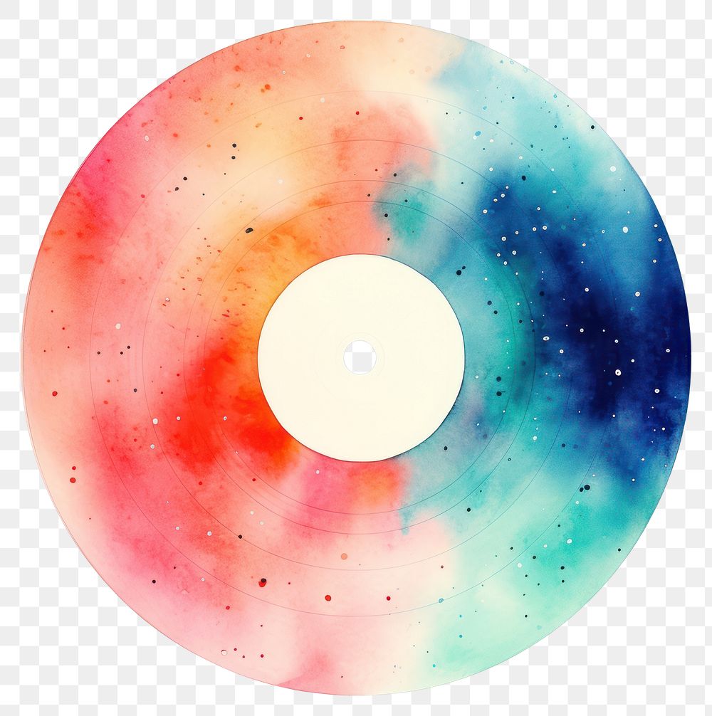 PNG Record disk in Watercolor star white background dishware.