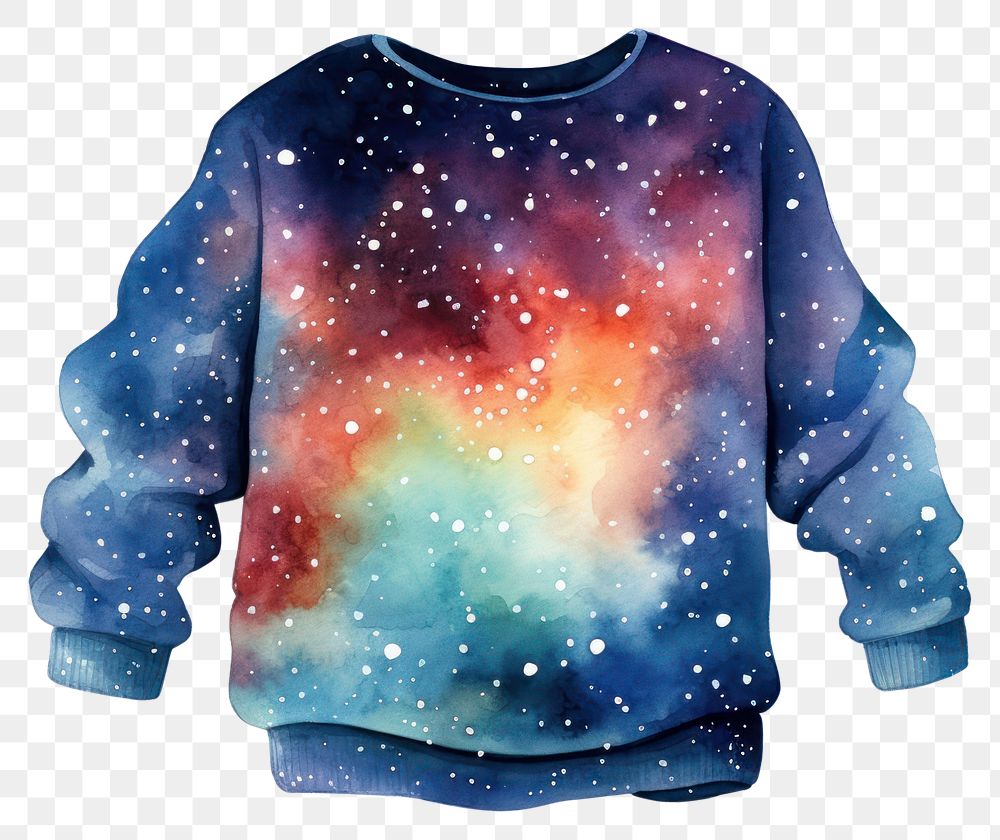 PNG  Sweater in Watercolor style sweatshirt galaxy star.