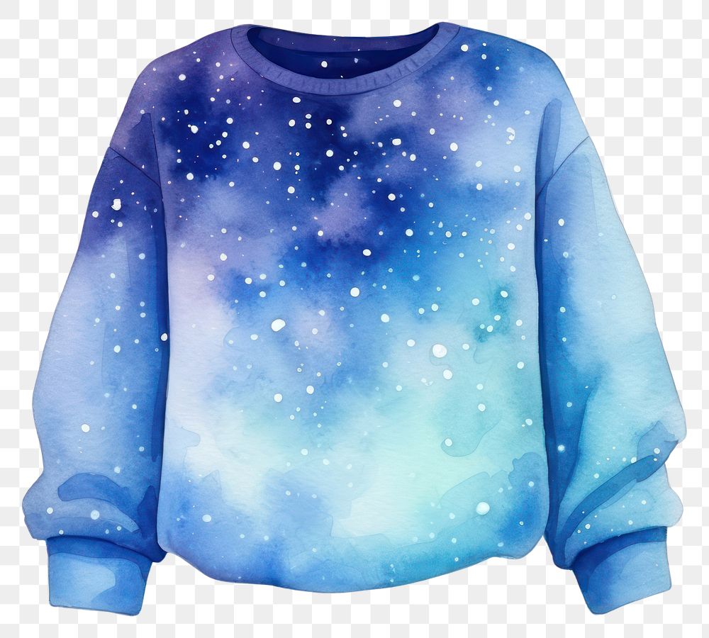 PNG  Sweater in Watercolor style sweatshirt galaxy sleeve.