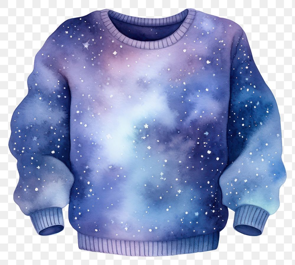 PNG  Sweater in Watercolor style sweatshirt galaxy star.