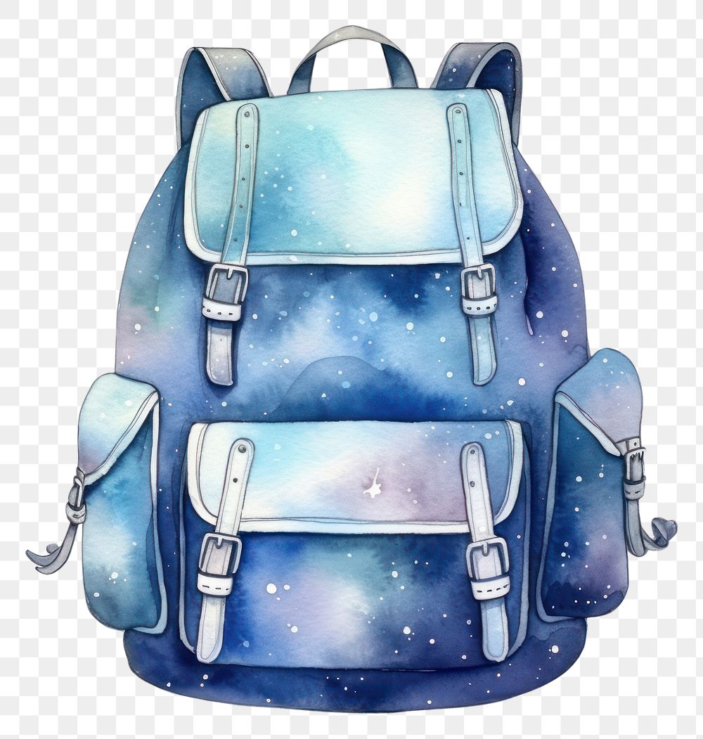 PNG  School bag in Watercolor style backpack handbag star.