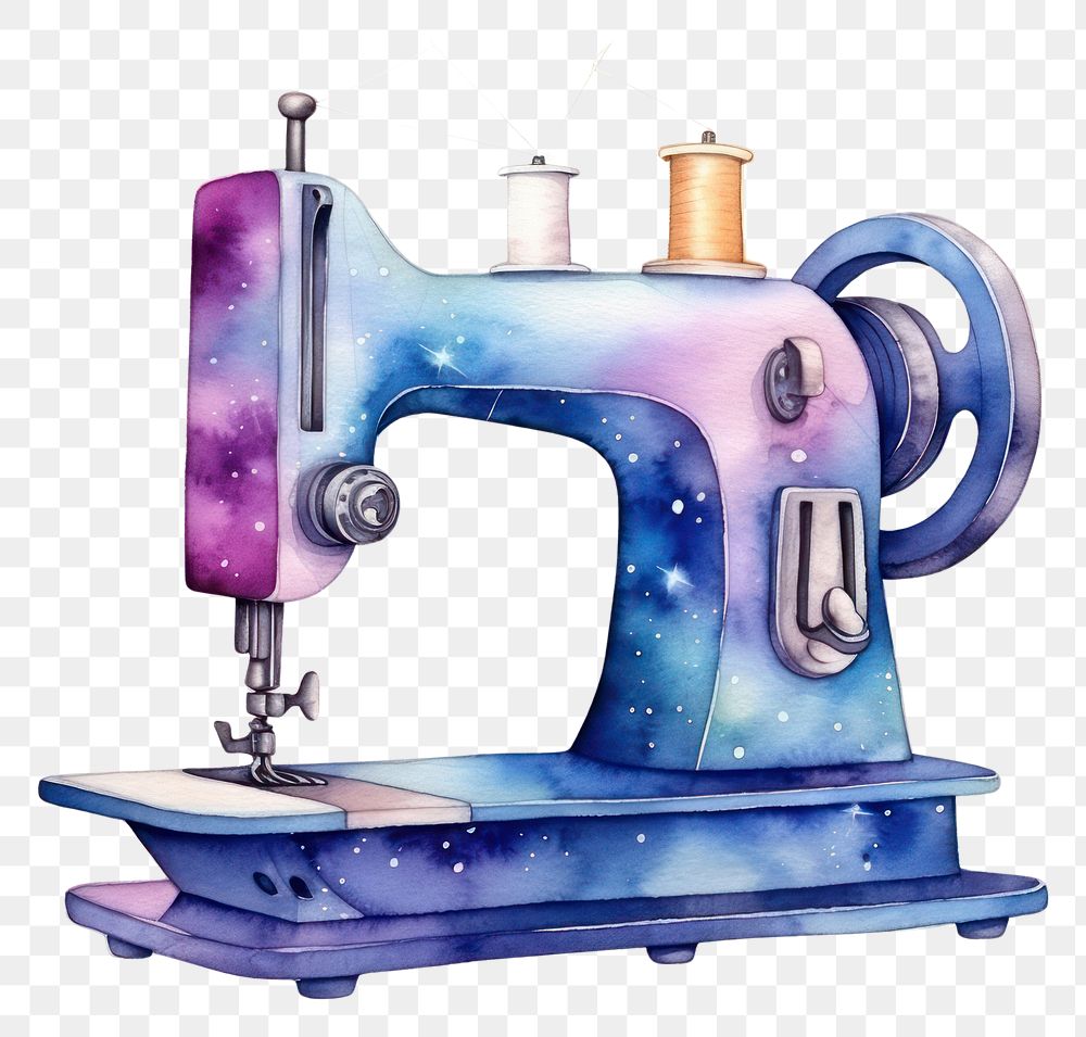 PNG  Galaxy element of sewing machine in Watercolor white background creativity technology.