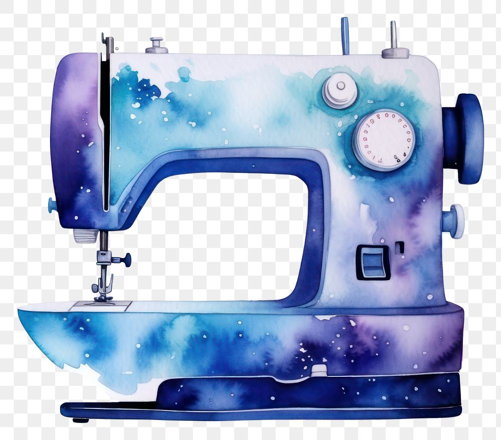 PNG  Galaxy element of sewing machine in Watercolor white background technology creativity.