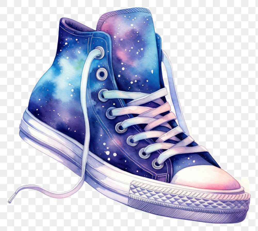 PNG Shoes in Watercolor style footwear galaxy star.