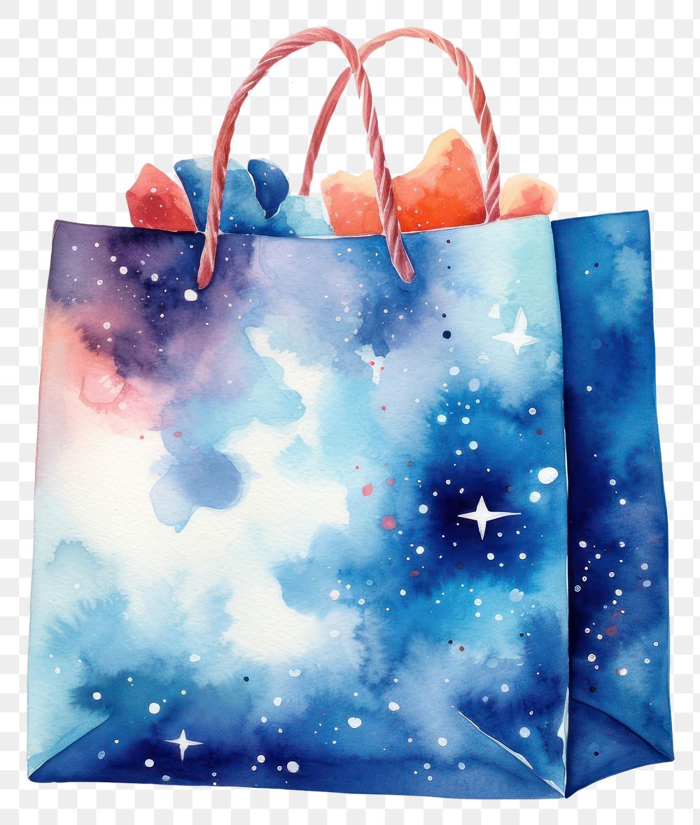 PNG  Shopping bag in Watercolor white background consumerism celebration.