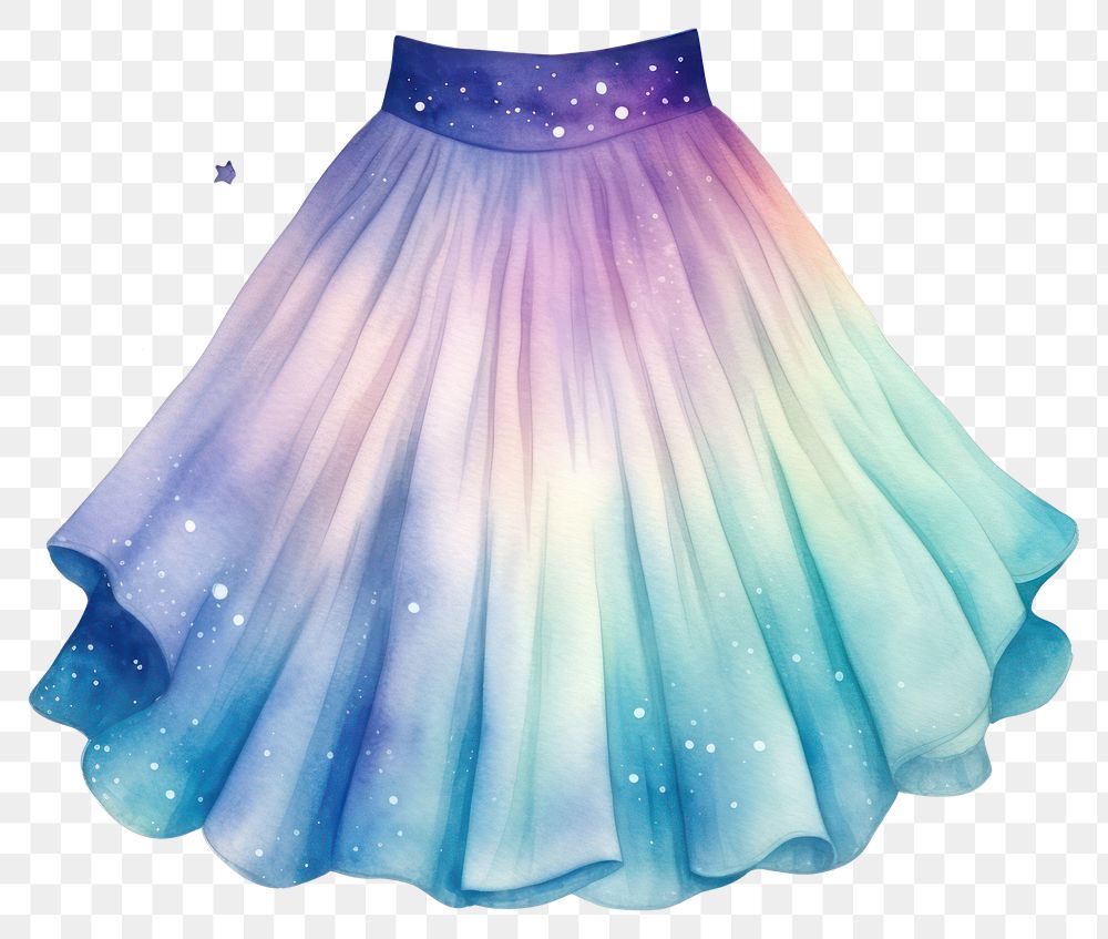 PNG Skirt in Watercolor style miniskirt star white background.