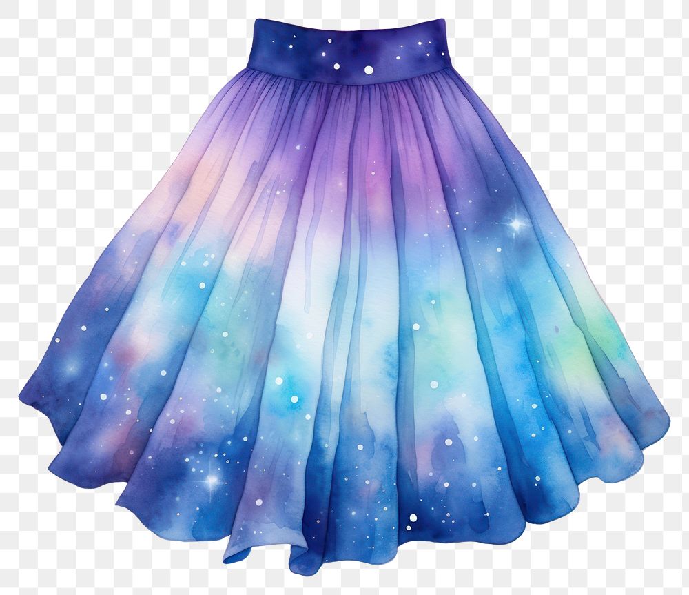 PNG Skirt in Watercolor style galaxy star white background.