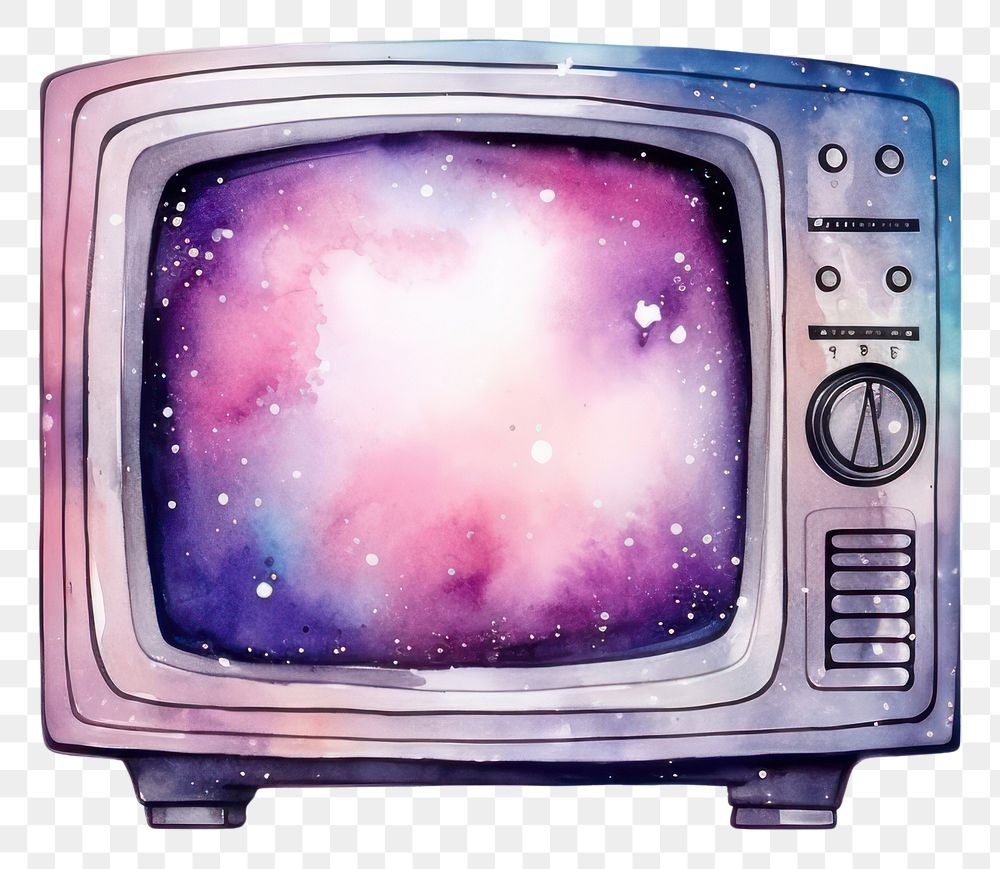 PNG Television in Watercolor style galaxy star white background.