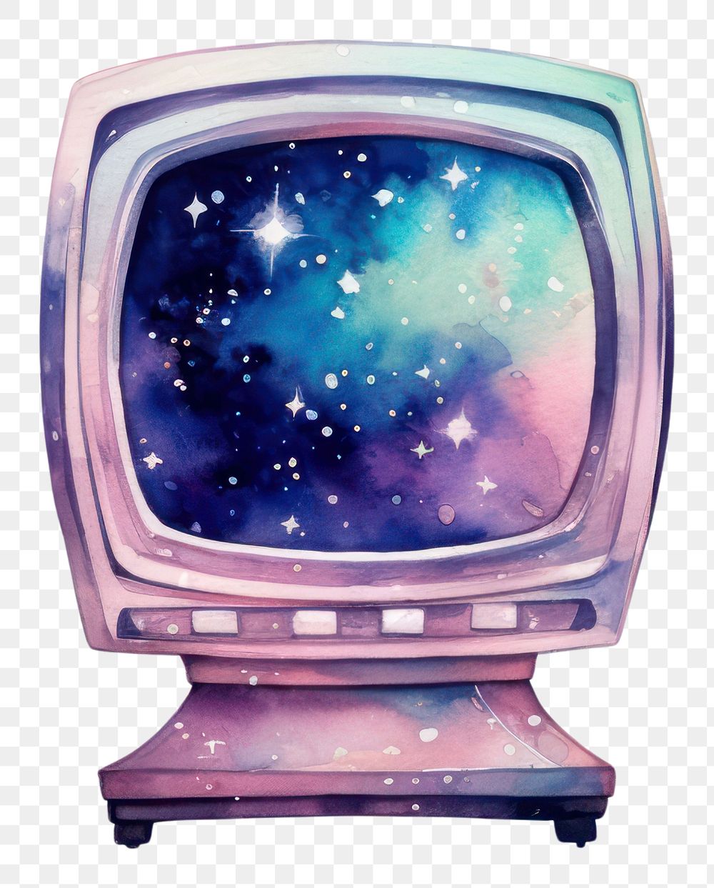 PNG Televition in Watercolor style television galaxy star.
