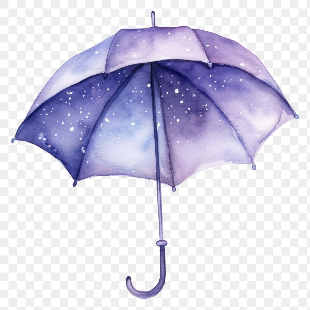 PNG  Galaxy element of umbrella in Watercolor white background protection splattered