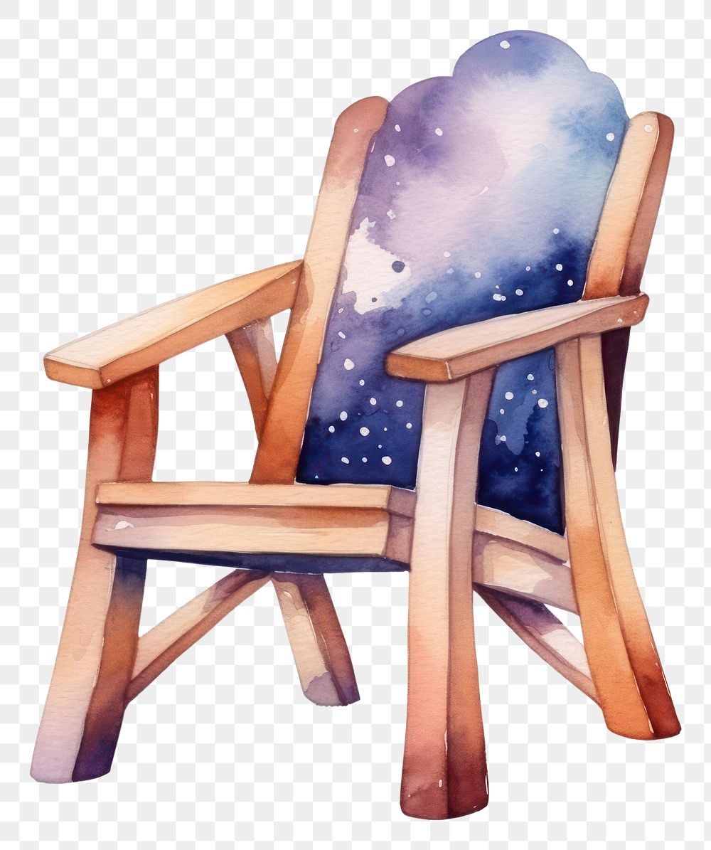PNG  Woodchair in Watercolor style furniture armchair galaxy.