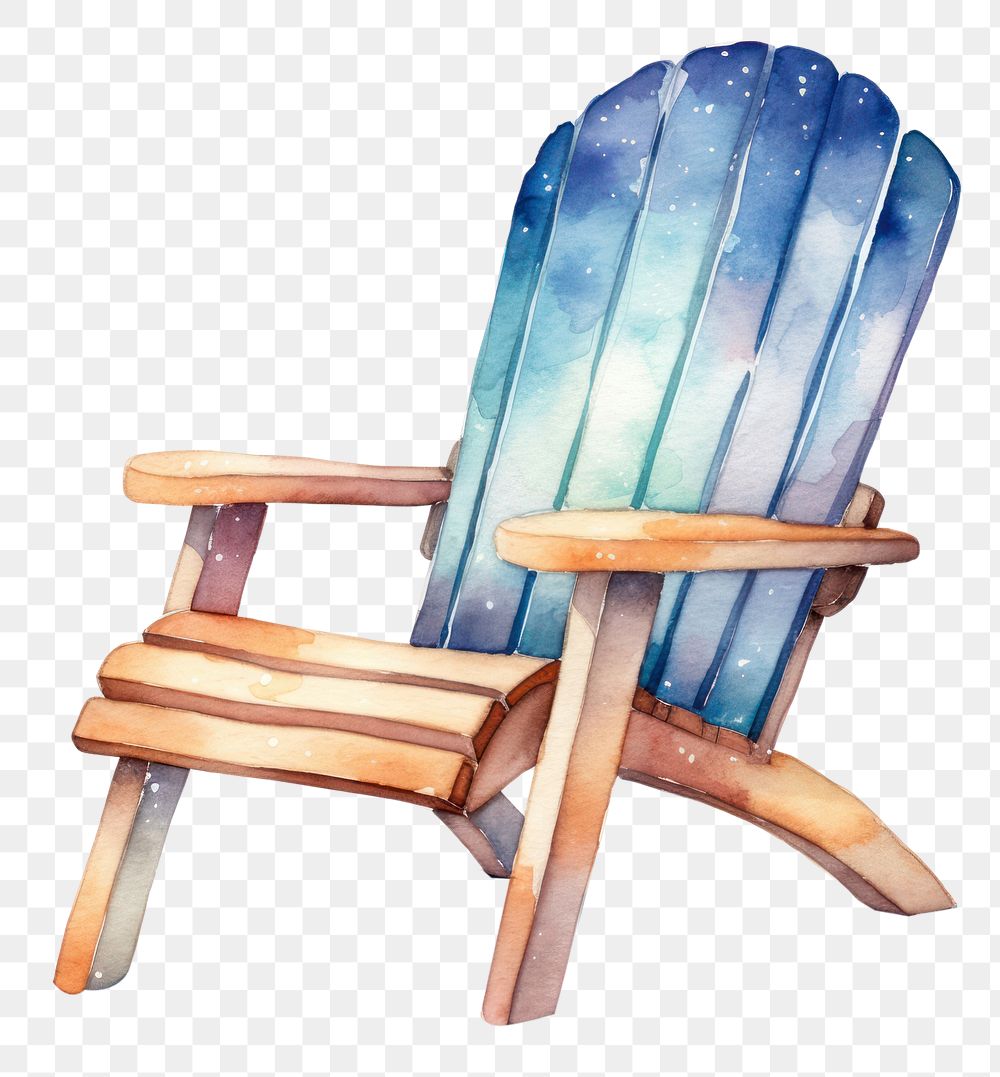 PNG  Woodchair in Watercolor style furniture armchair white background.
