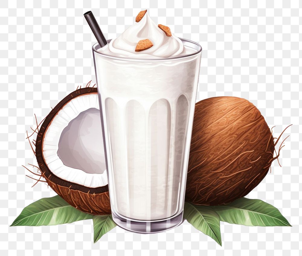 PNG  Coconut shake drink milk food. AI generated Image by rawpixel.