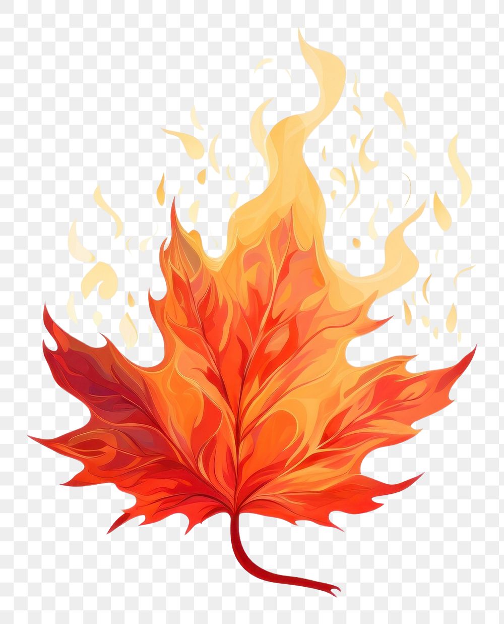 PNG Burning leaf plant fire creativity. AI generated Image by rawpixel.