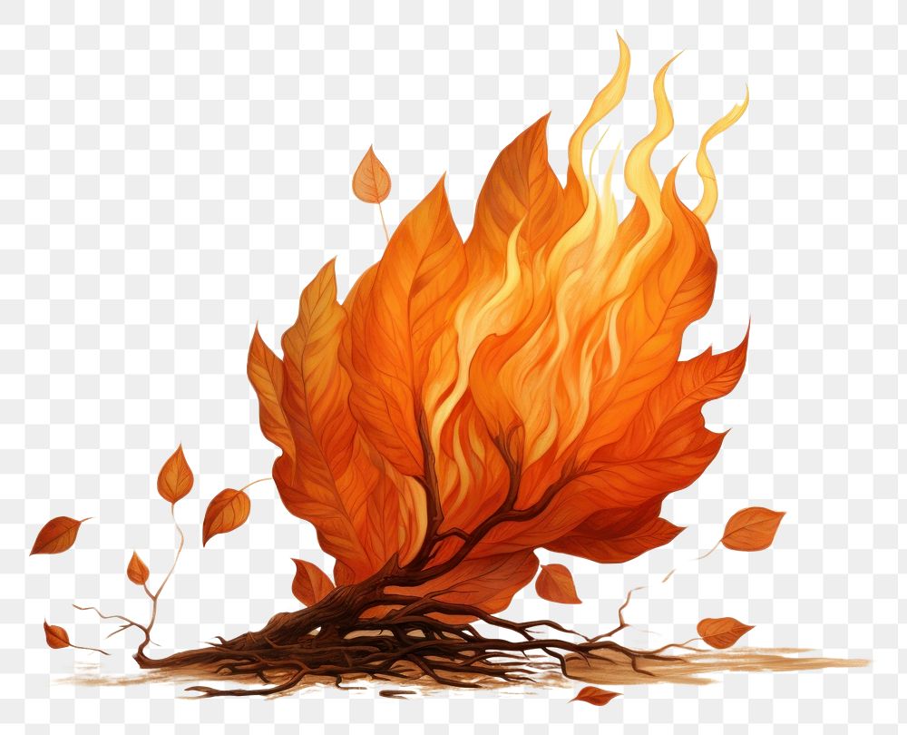 PNG Burning leaf plant fire outdoors. AI generated Image by rawpixel.